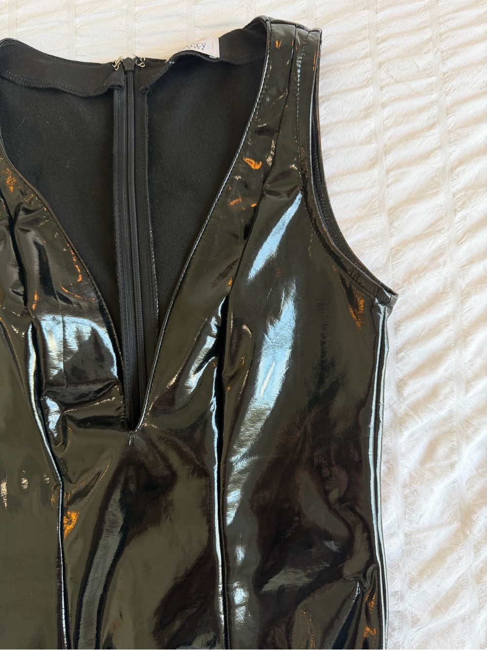 Oh Polly Plunge Neck Vinyl Bodysuit - Picture 5 of 9
